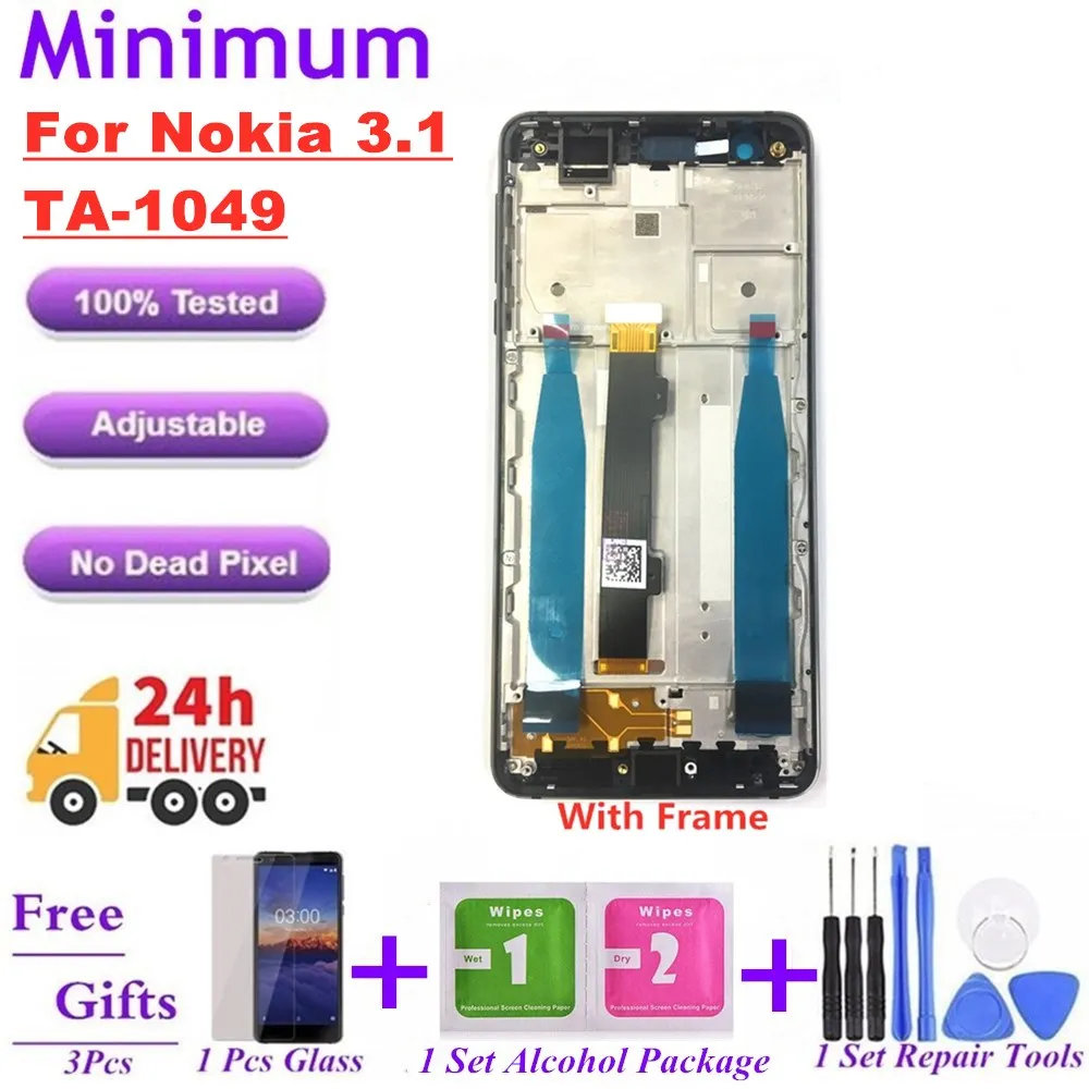 For Nokia 3.1 TA-1049 5.2" LCD Display Touch Screen Digitizer Assembly With Frame For Nokia3.1 TA-1057 TA-1063 TA-1070+ Gifts