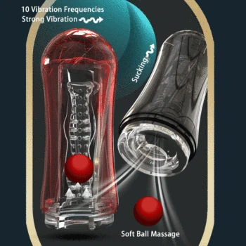 Male Masturbator Cup Vacuum Sucking with Vibrating Ball Sex Blowjob Transparent Rubber Vagina Sex Toys For Men Penis Massager
