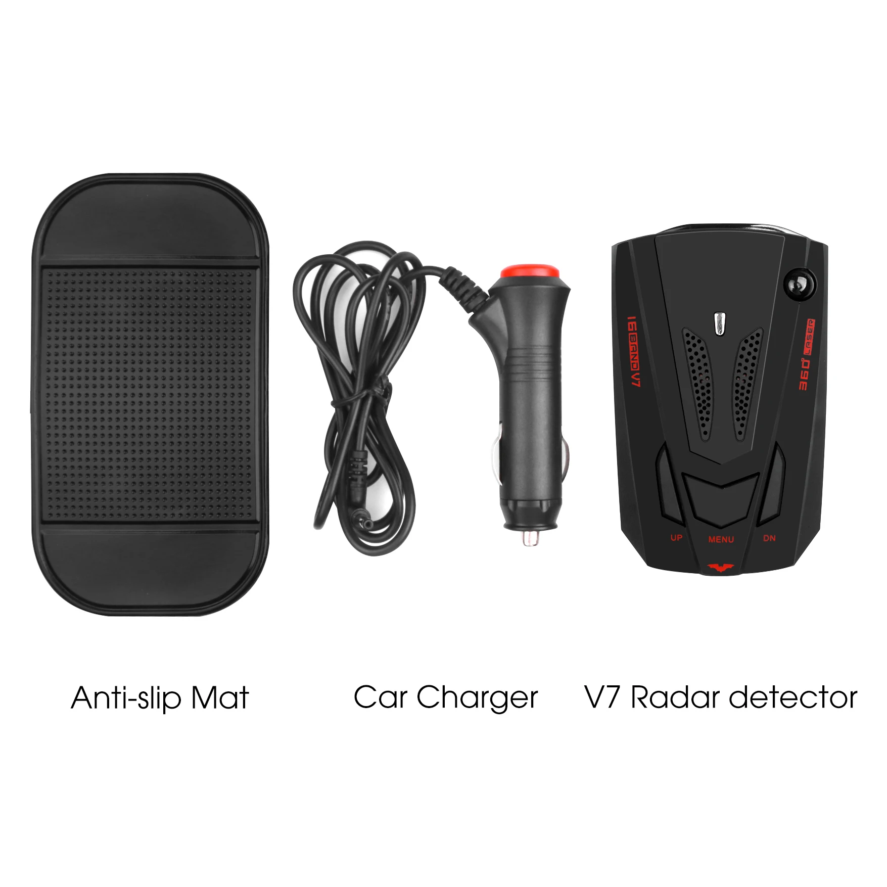 Black V7 Car Radar Detector English Russian Auto 360 Degree Vehicle