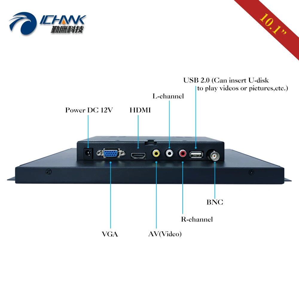      PC , ݼ  RCA HDMI Է VGA  LCD ȭ K101TN-ABHUV, 10.1 ġ ÷, 1280x800p