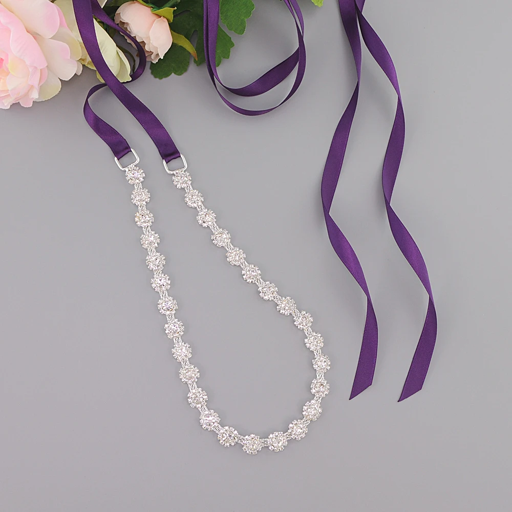 purple TRiXY S378 стразы, свадебный пояс, серебряный бриллиант, кристалл, свадебный пояс, лента, аксессуары для свадебных платьев - Цвет: purple