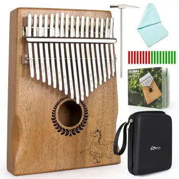 

Horse Kalimba 17 Key Thumb Piano Solid Mahogany + Case Bag Tuner Hammer Sticker Study Book Full Accessories Musical Instrument