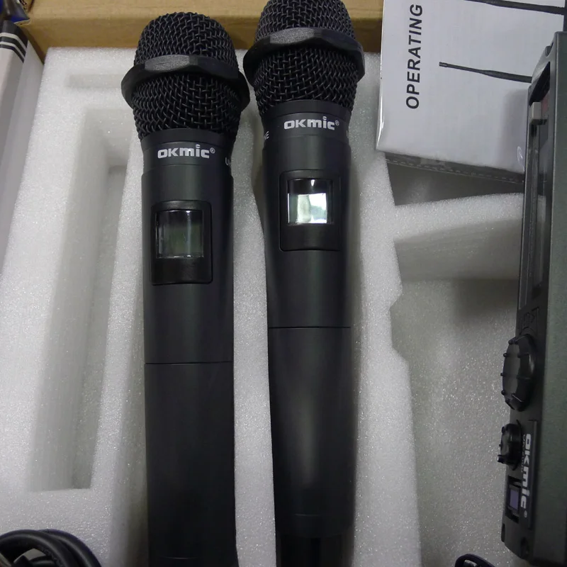 OKMIC OK-4D Профессиональный UHF/PLL Настоящее разнообразие двухканальный Беспроводная система караоке микрофон система ручной микрофон 512-537 МГц