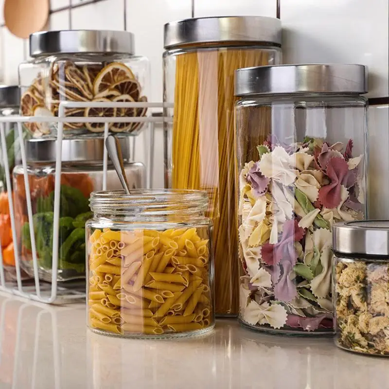 

Glass Storage Jar Food Storage Bottles Glass Jar Sealed Cans With Cover Large Capacity Tampion Cereals Candy Jars Tea Box