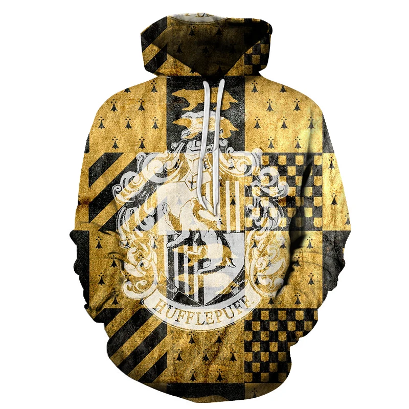 Хип Хоп человек уличная 3D Hufflepuff печать толстовка волшебный школьный Дизайн