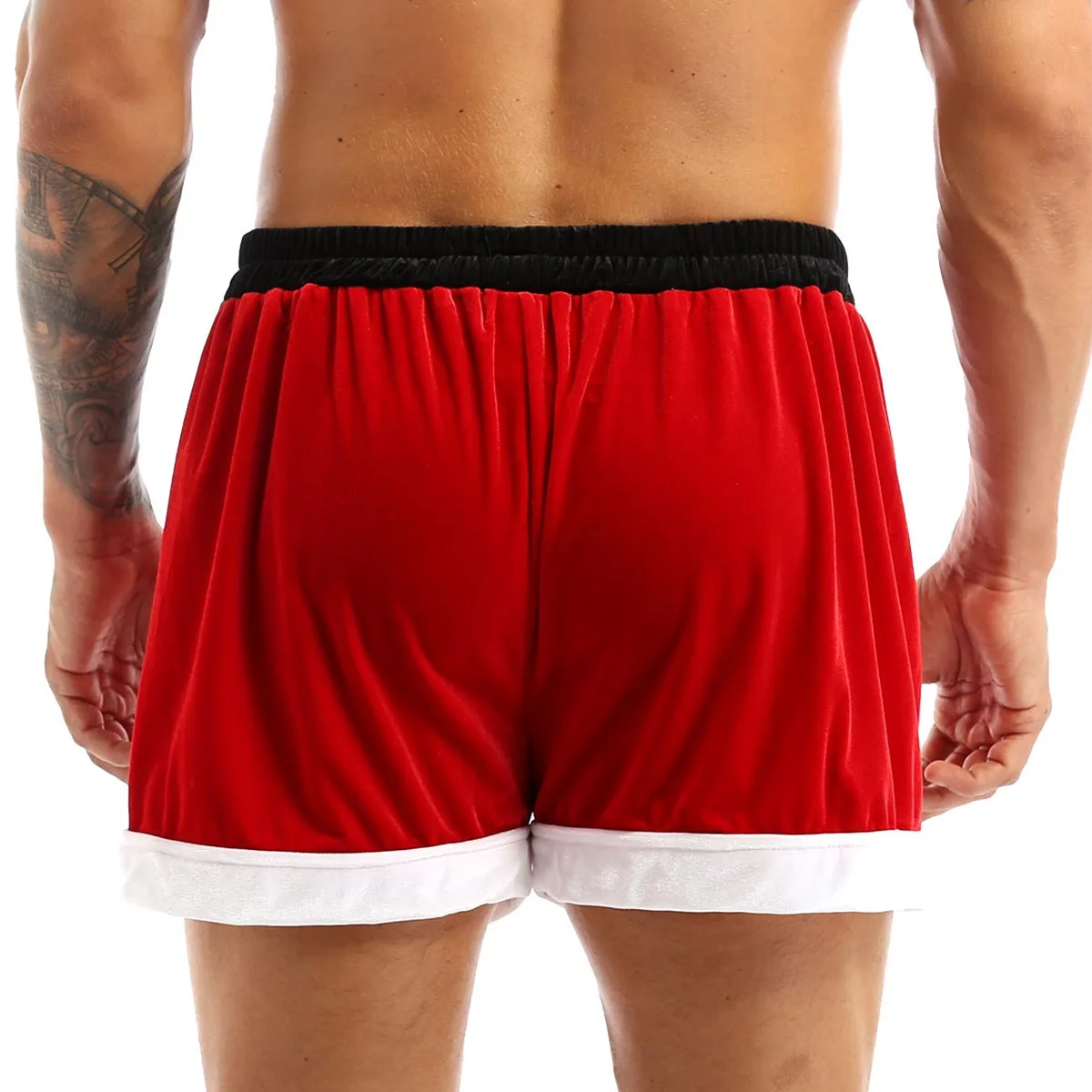 New Mens Boxer Shorts Christmas Santa Claus Cosplay Costumes Red Soft Flannel Bottoms Panties Underwear Short Pants Nightwear