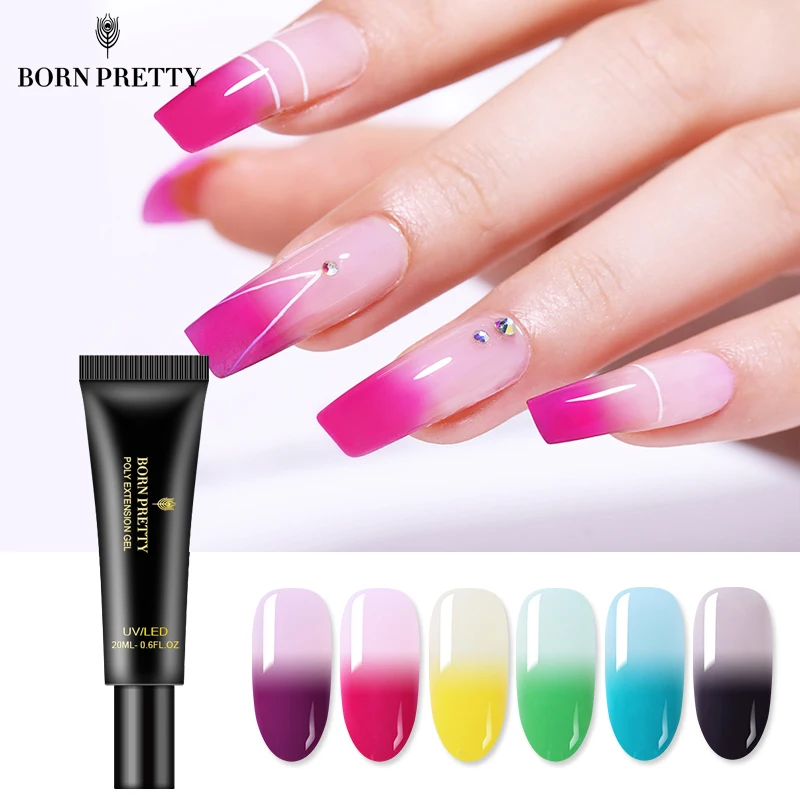 

BORN PRETTY Thermal Poly Nail Gel Polish 20ml 2 Layers Temperature Color Changing Extension Builder Soak Off UV Gel Varnish