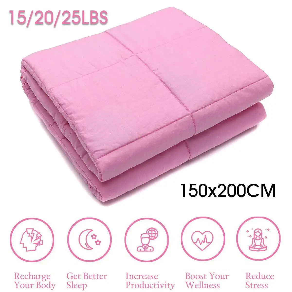 

Pink 150x200CM 7/9/11.5KG Weighted Blanket for Adult Gravity Blankets Decompression Sleep Aid Pressure Weighted Quilt