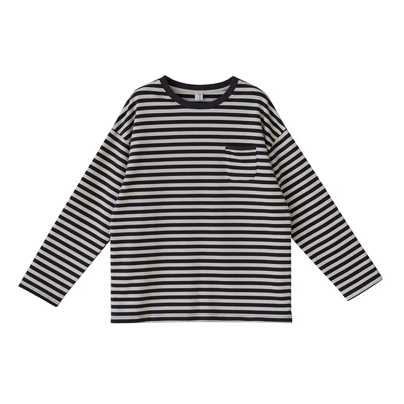 2020 Autumn Striped Women Long Sleeve T-Shirt Cotton Soft Comfortable Loose Japanese Style Base Shirt Summer Plus Size Clothes