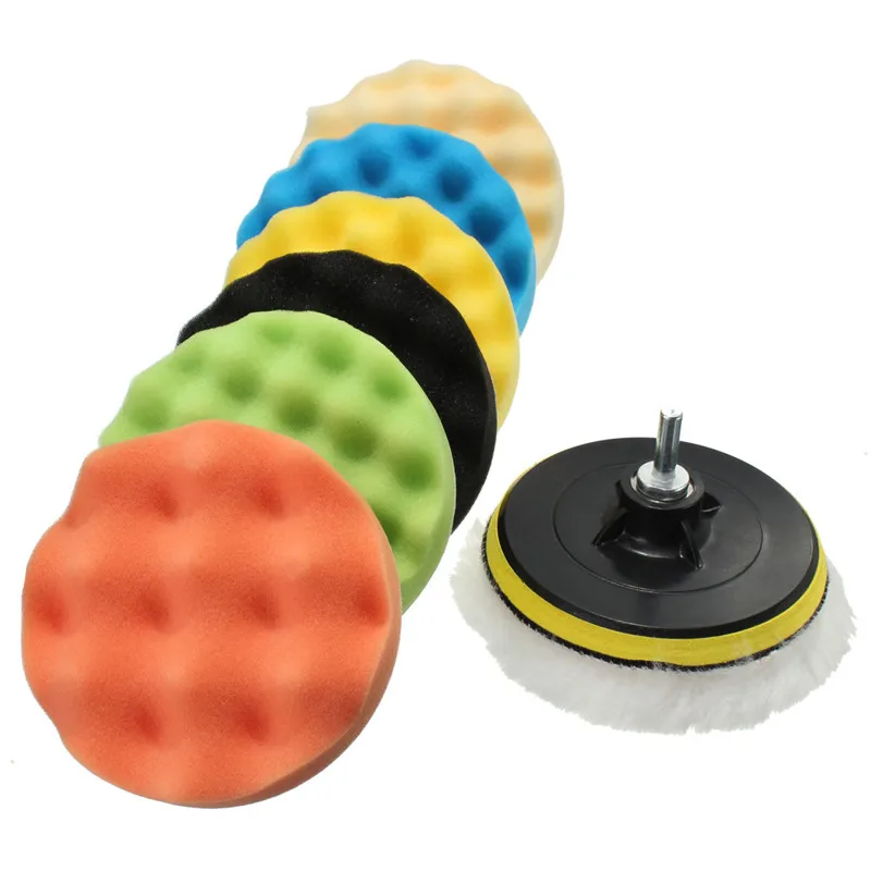 Car Polishing Pad 9Pcs/Set 5 inch 125mm Sponge Waxing Car Polisher Drill Wheel Polisher Removes Scratches Kits