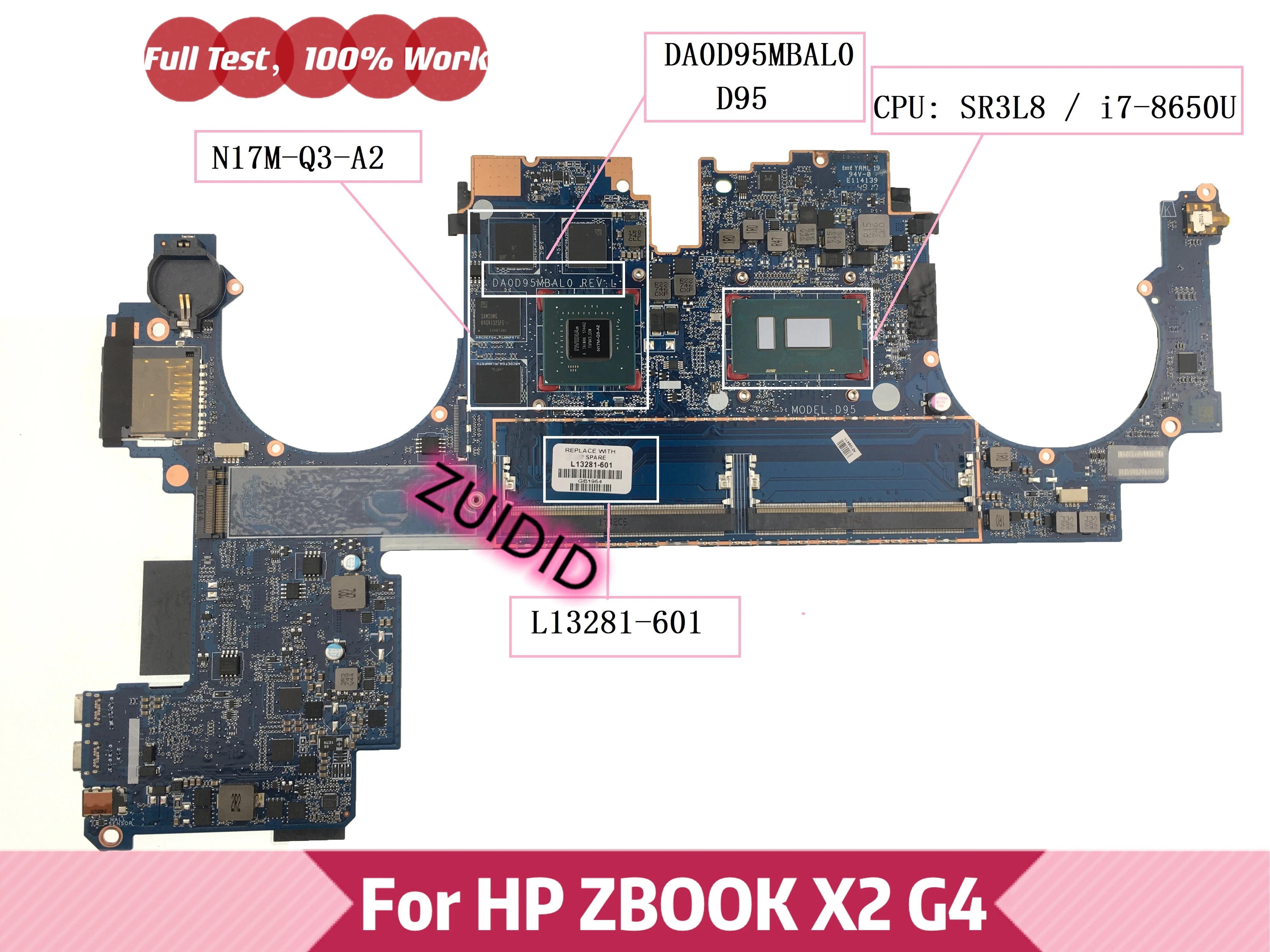 DA0D95MBAL0 D95 For HP ZBOOK X2 G4 Laptop Motherboard L13281 001 L13281