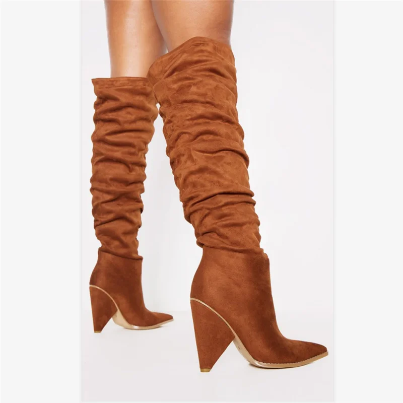 ASUMER hot over the knee thigh high boots women flock solid colors autumn winter Western boots woman high heel shoes