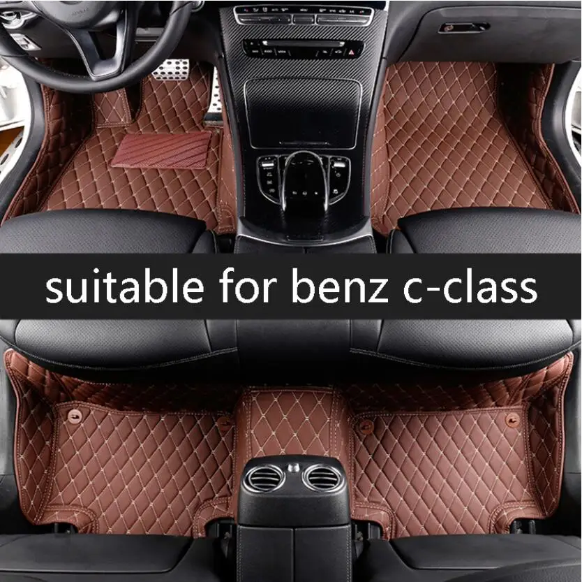 Для кожаные автомобильные коврики для mercedes benz c class c200 c180 c300 c350 w204 2008 2009 2010 2011 2012 2013