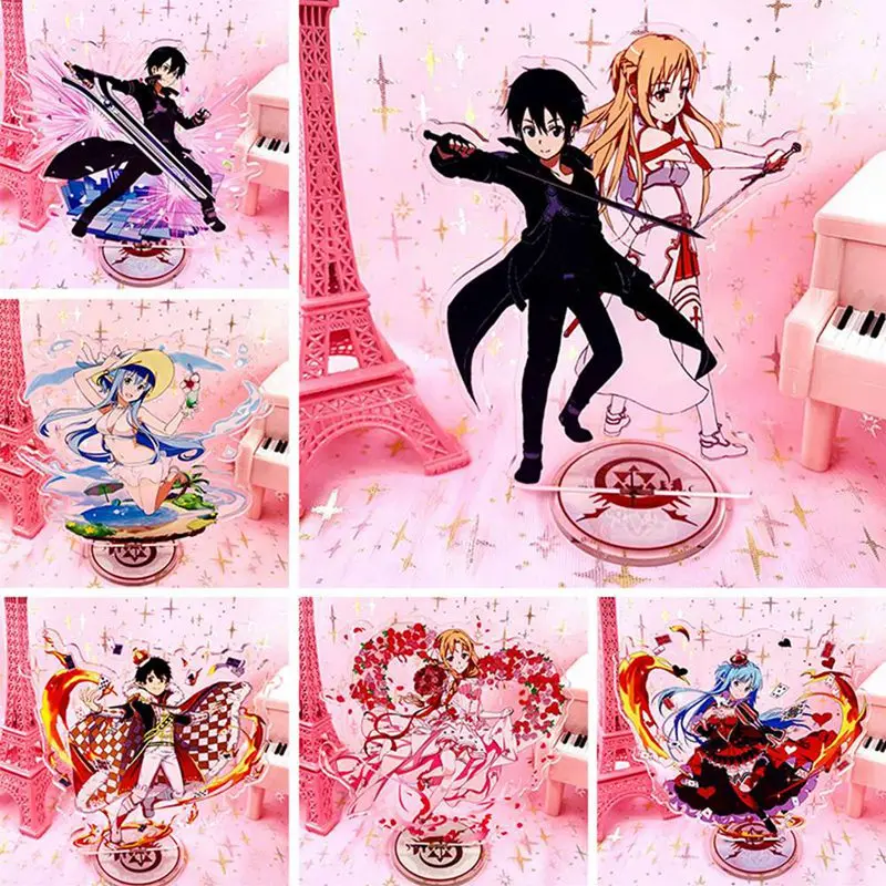 Sword Art Online Model Anime Cartoon Toys Yuuki Asuna Kirigaya Kazuto Acrylic Figure Christmas Gift Decoration