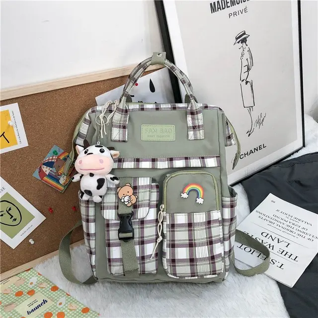 Vintage Casual Women Plaid Canvas Backpacks 2022 New Fashion Black Cow  Pattern Travel Bags for Teenager Girl Backpack School Bag - AliExpress