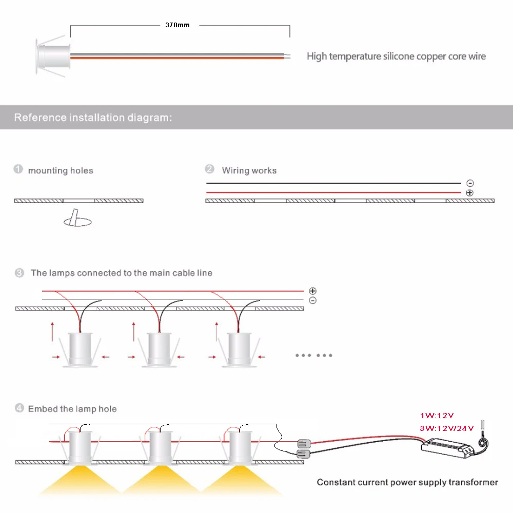 Светодиодный точечный светильник 12 24 В мини IP65 Водонепроницаемый 1 Вт 3