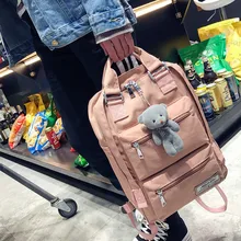 Одноцветный водонепроницаемый нейлоновый женский рюкзак в студенческом стиле, милые школьные сумки для девочек-подростков, рюкзаки для путешествий с несколькими карманами
