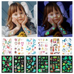2Pcs/set Luminous Night Tattoo Stickers For Children Unicorn Stars Temporary Waterproof Tatto Body Art Kid Cartoon Fake Tatoo