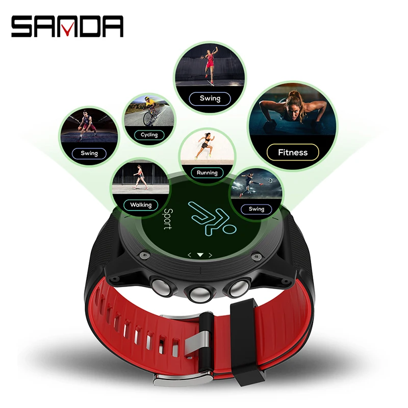 Смарт часы SANDA с Bluetooth пульсометром датчиком артериального давления фитнес