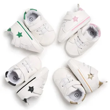 

Baby Shoes Newborn PU Pentacle White Baby Girl Shoes Fashion First Walkers Anti-Slip Sport Baby Boy Shoes
