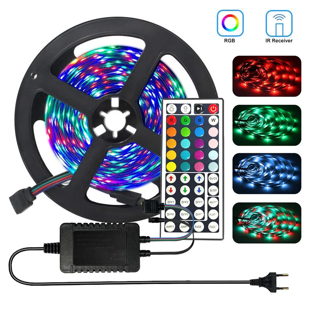 RGB led ленточный светильник 5 м 300 светодиодный s SMD 3528 водонепроницаемый гибкий ИК пульт дистанционного управления 12 В адаптер питания набор светодиодный светильник украшение дома
