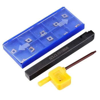 

10PCS CCMT0602 Internal Turning Tools Carbide Inserts + 1PC SCLCL1010H06 Turning Tool Cutting Tool Holder Lathe Set+1 Spanner