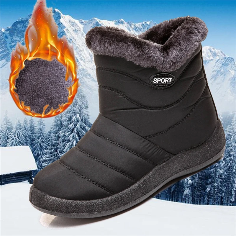 

Botas Mujer Invierno 2019 Snow Boots Winter Ankle Short Bootie Waterproof Footwear Warm Shoes Solid Plus Size Bota Feminina #45