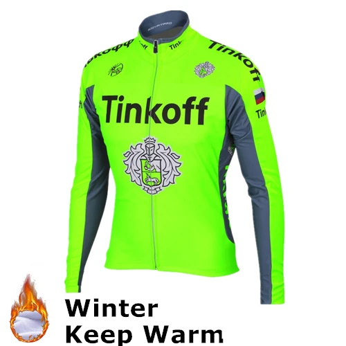 Fluorescent Green Pro Team мужские костюмы зимние велосипедные Джерси Tinkoff Ropa Ciclismo Invierno/комплект одежды для велосипеда Майо Ciclismo Hombre Invierno - Цвет: Fluorescent Green