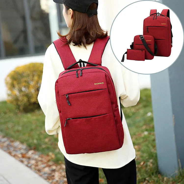 

Men's Women's Waterproof Oxford Cloth Casual Business Backpack Three-piece Set USB Charged at Any Time Travel Computer Backpack