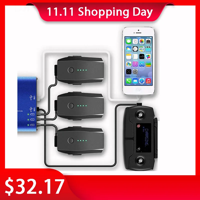 

5 In1 Multi Smart Battery Charging Hub Intelligent Charger for Mavic Pro Platinum 5V 2A with US Plug Drone Camera Accessories