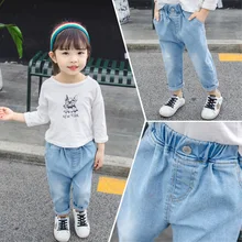 Г. Осенняя детская одежда в Корейском стиле; маленькие детские джинсы; эксклюзивные однотонные джинсы для девочек; универсальная одежда в западном стиле