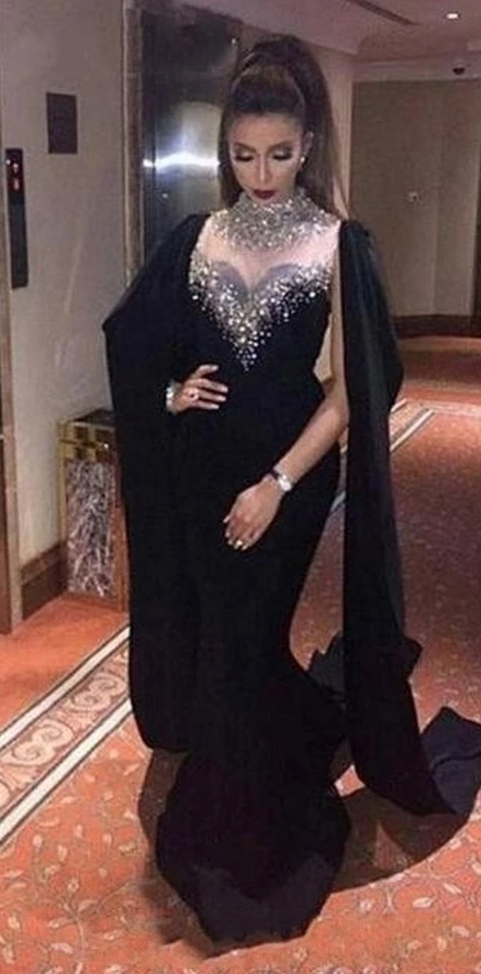Robe De Soiree вечернее платье с высоким вырезом и прозрачными камнями длинное формальное платье русалки Abiye Gece Elbisesi