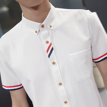 

men 2020 Summer Solid Color Men's Short Sleeve Shirt Fashion Casual Men's Shirt Slim Youth Shirt