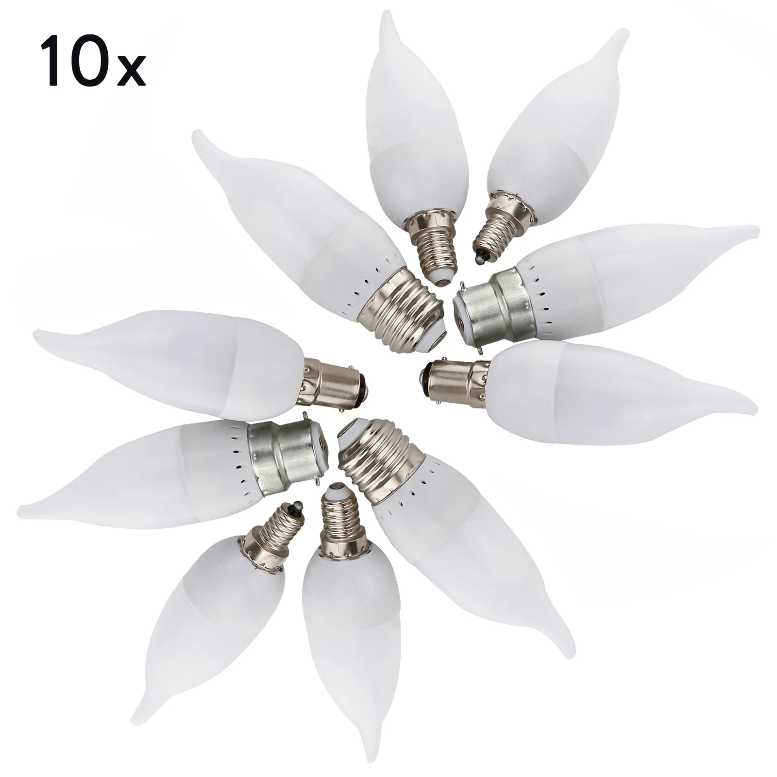 

10x Dimmable LED Flame Chandelier Bulb 3W E12 E14 B22 E27 Candle 2835 SMD Velas Decorativas Home Lighting Replace 25W Halogen
