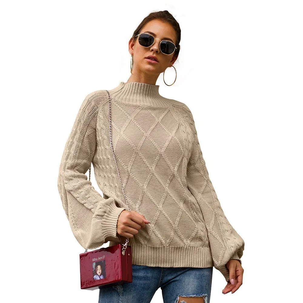 PEONFLY, Осень-зима, Женский пуловер, свитер, вязаный, свободный, Повседневный, джемпер, модный, водолазка, теплый, женский свитер