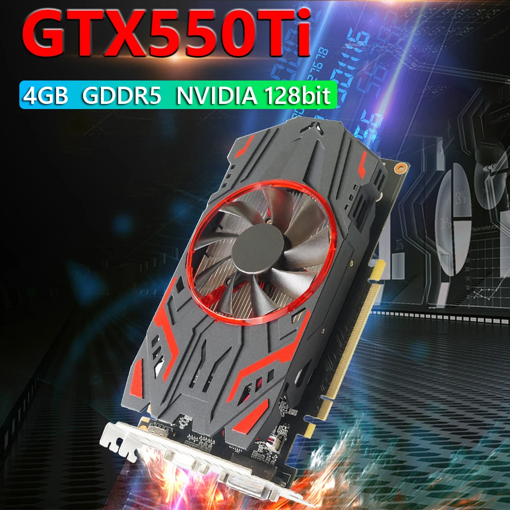 Gaming Graphic Card for NVIDIA GTX 550 Ti 4GB GDDR5 128 Bit PCIE 2.0 HDMI-Compatible/VGA/DVI Interface Video with Cooling Fan