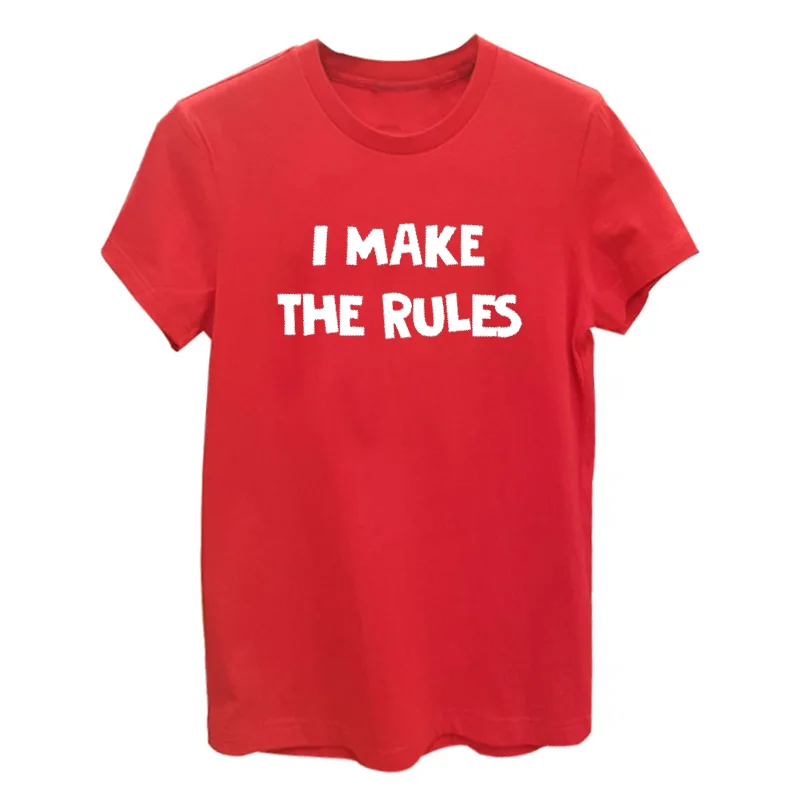 Футболки для всей семьи с надписью «I Make The Rules» и «I Break» хлопковая футболка с короткими рукавами для мальчиков и девочек - Цвет: P3033MRed