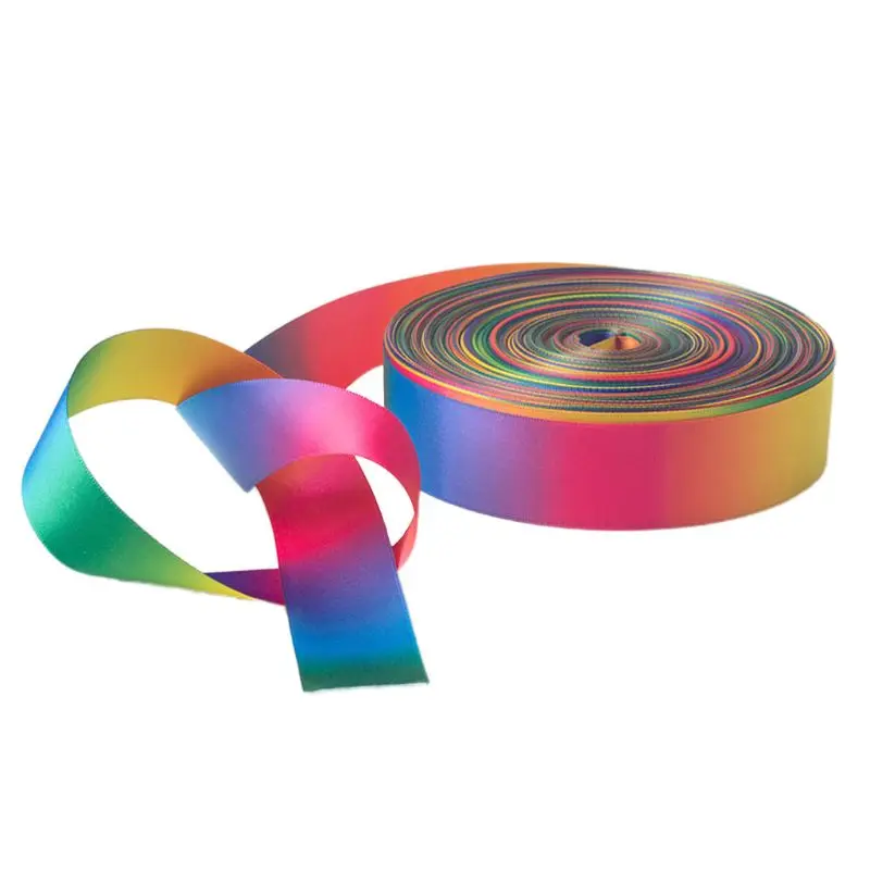 Light Rainbow Colorful Gradient Double Sided Satin Ribbon for Hair