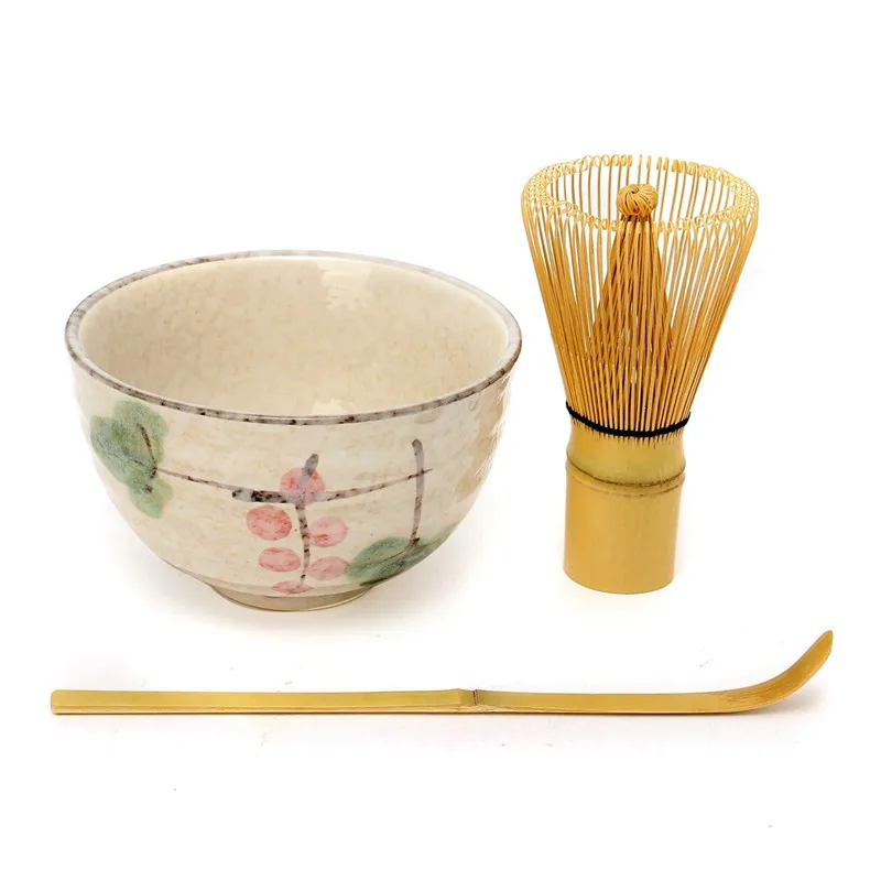 Retro 3in1 Bamboo Chasen Matcha Whisk Chashaku Tea Scoop Matcha Bowl Ceramic Tea Bowl Home Kitchen Tools Set Accessories