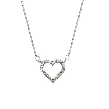 

Classic 925 Sterling Silver Necklaces for Women Cz Crystal Heart Necklace 40+5cm Fine Jewelry