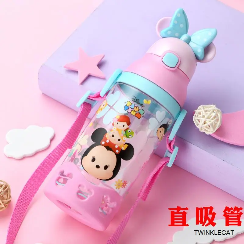 500ml TS Pink disney детский Поильник с соломинкой стакана воды для маленьких мальчиков и девочек обучения пить воду Ручка Милые Дети Детские Микки и Минни Маус чашки 350-500 мл - Цвет: 500ml TS Pink