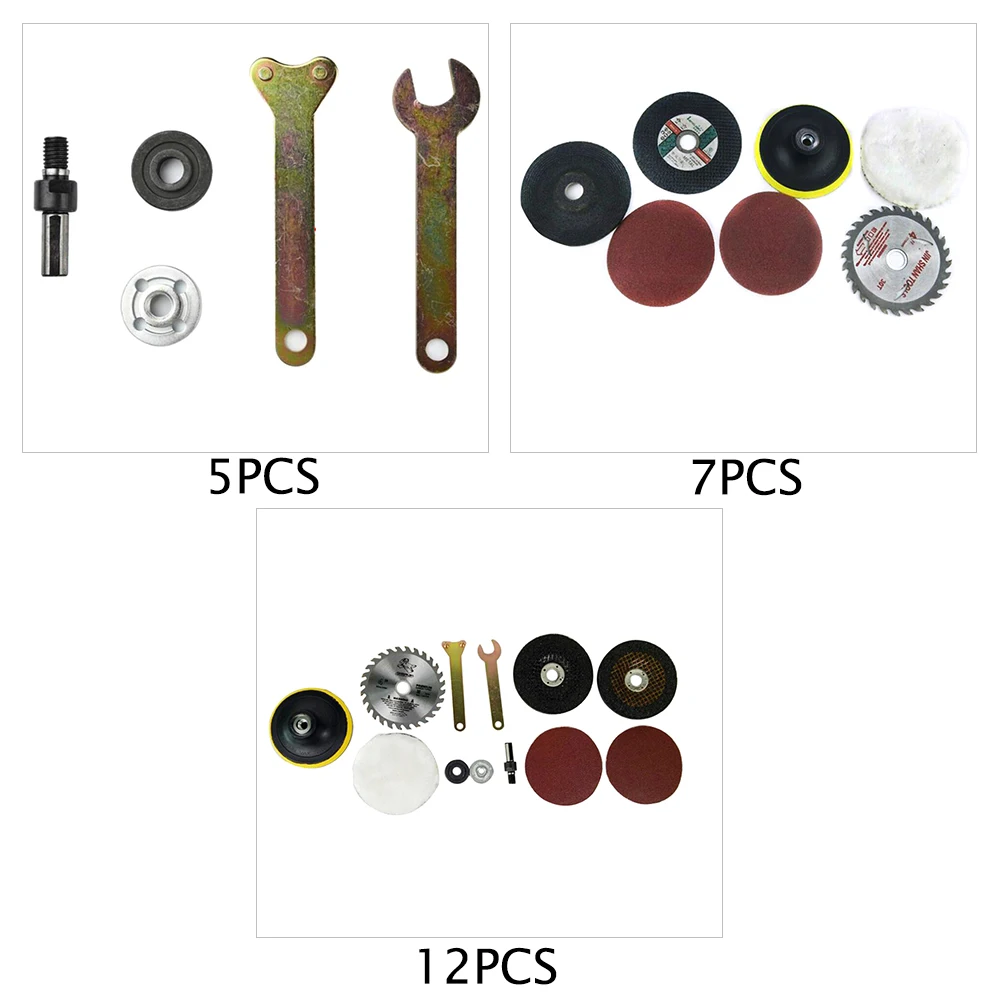 

Electric Drill Variable Angle Grinder Mandrel Adapter Disc Holder Kit Spanner Polish Wheels Set