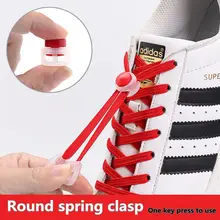 

1 Pair Shoelaces without Ties Elastic Laces Sneakers Round Spring Clasp Shoe Buckle Kids Adult Quick Lace Rubber Bands Shoelace