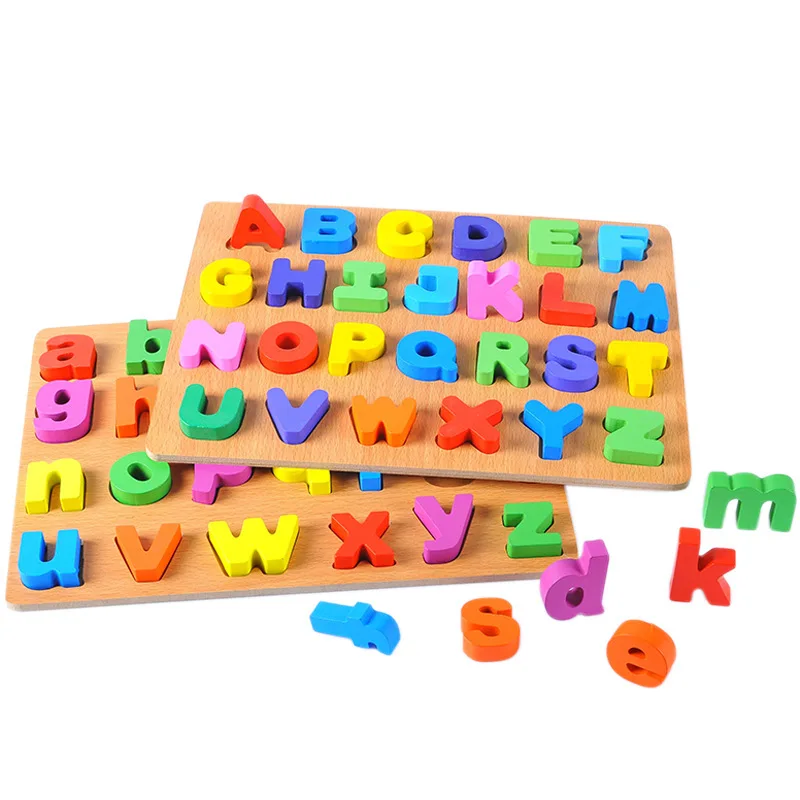 price reduction Montessori Wooden Puzzle Letters Baby Alphabet Early Educational Toys Three-Dimensional Cognitive I