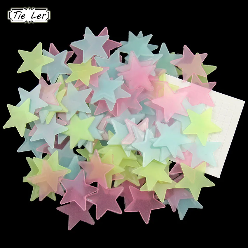 

95 PCS/Set 3cm Diameter 3D Stars Glow In The Dark Luminous Fluorescent Plastic Wall Stickers Home Decor Decals