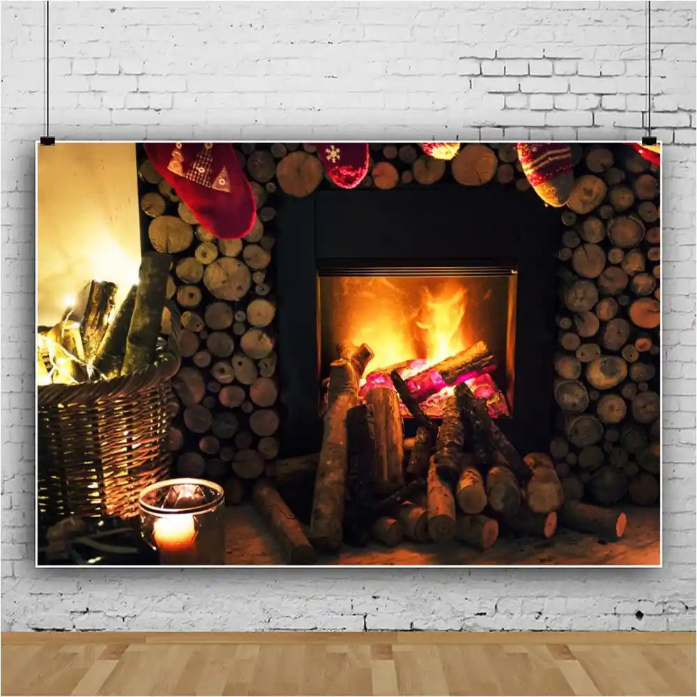 冬クリスマス木片歳暖炉火ギフト壁紙家の装飾の写真の背景写真の背景写真スタジオ 背景 Aliexpress