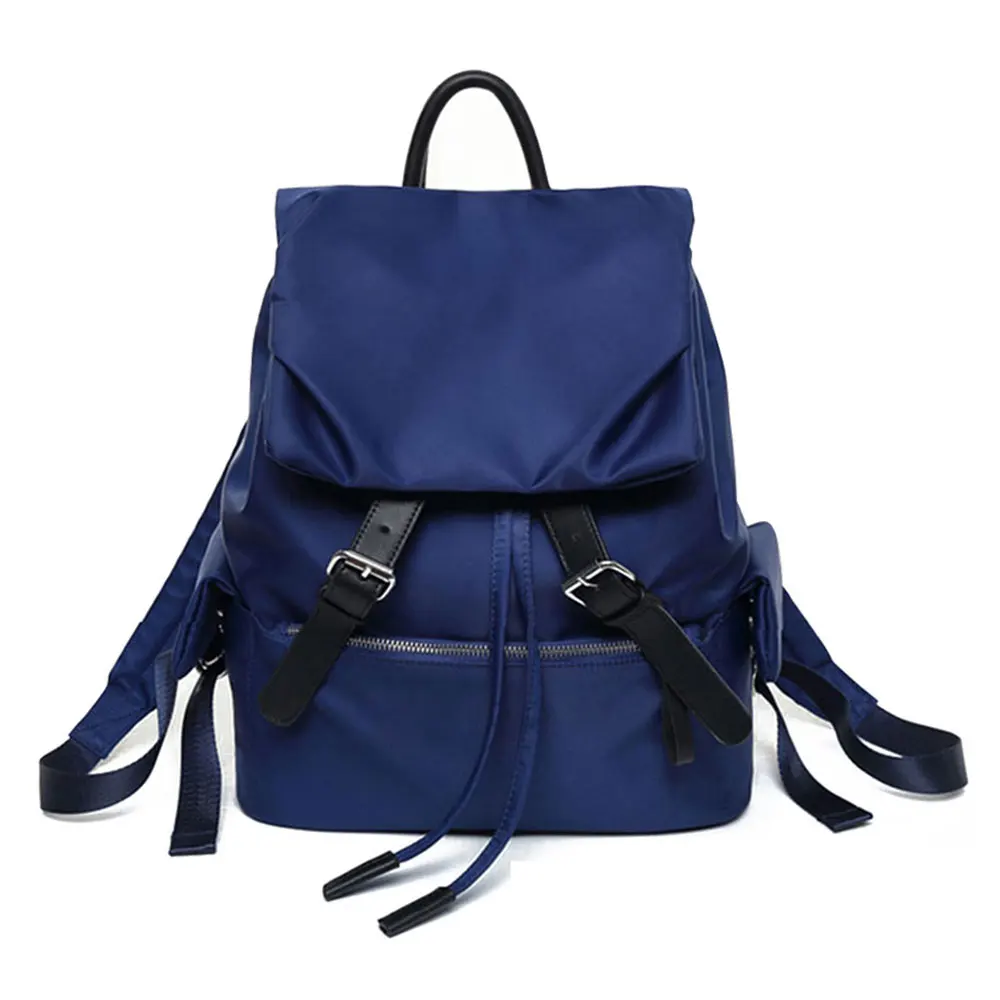 

Waterproof Nylon Women Backpacks Preppy Style Back Anti-Theft Zipper Pocket Solid String College Student Bags for Girls