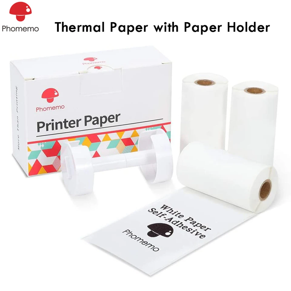 Phomemo – Papier Thermique Autocollant Noir Sur Blanc 53mm X 3.5mfor  T02/m02x Mini Imprimante Thermique Portable, 3 Rouleaux/boîte - AliExpress