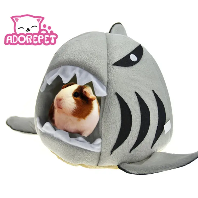 

Guinea Pig Hedgehog Rabbit Bunny Bed Funny Shark Winter Warm Fleece Cave Bed House Habitat for Ferret Rat Small Animal Supplies