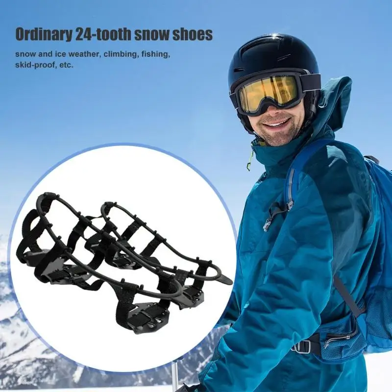 1 Pair 24 Teeth crampons Non-slip Ice Snow Climbing Anti-slip Shoe Covers Spike Cleats Crampons Anti-slip Overshoes